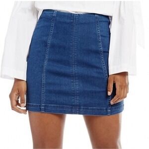 Free‎ People Mini Skirt Womens 2 Modern Femme Denim Stretch Festival Boho Jean